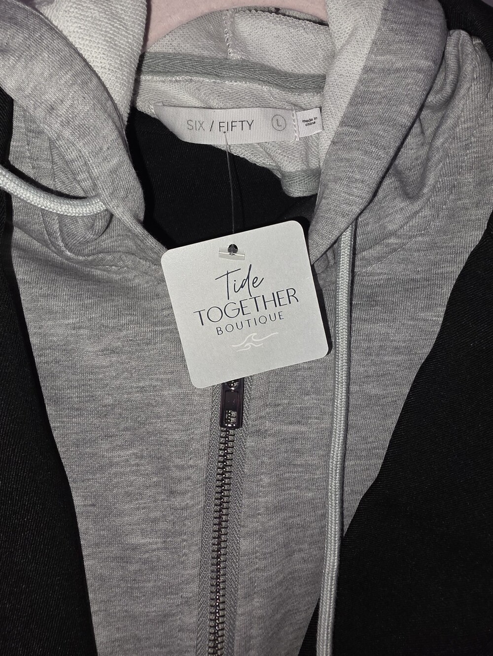 Six / Fifty Mixed Blazer Faux Hoodie Size L NWT - Picture 2 of 6